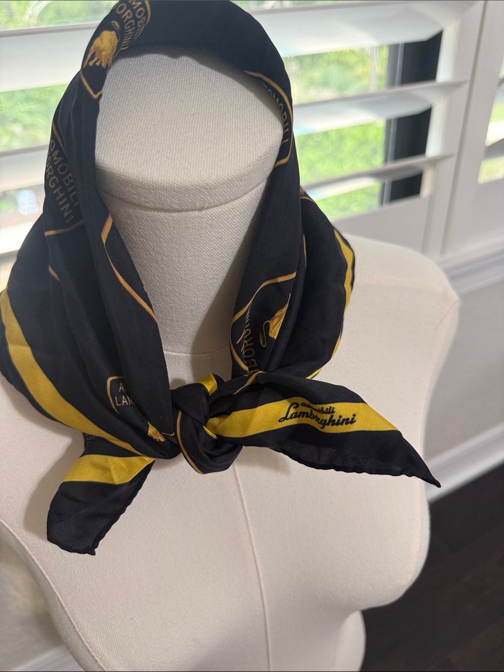 Lamborghini Black and Yellow Logo 100% Silk scarf